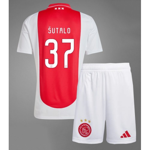 Fotbalové Dres Ajax Josip Sutalo #37 Dětské Domácí 2024-25 Krátký Rukáv (+ trenýrky)